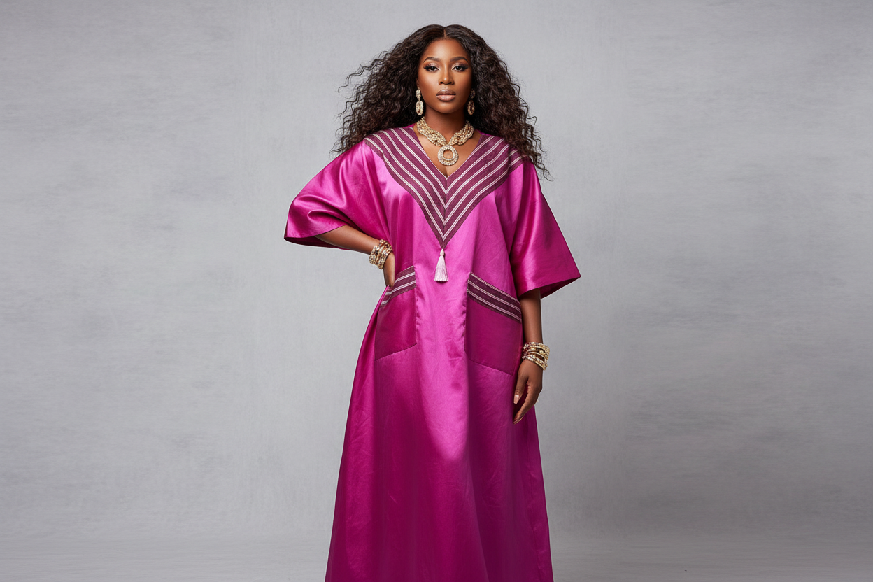 Mikado Aso-Òkè Bubu Dress | V-Neck