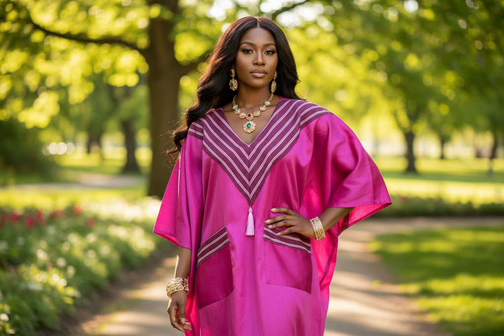 Mikado Aso-Òkè Bubu Dress | V-Neck