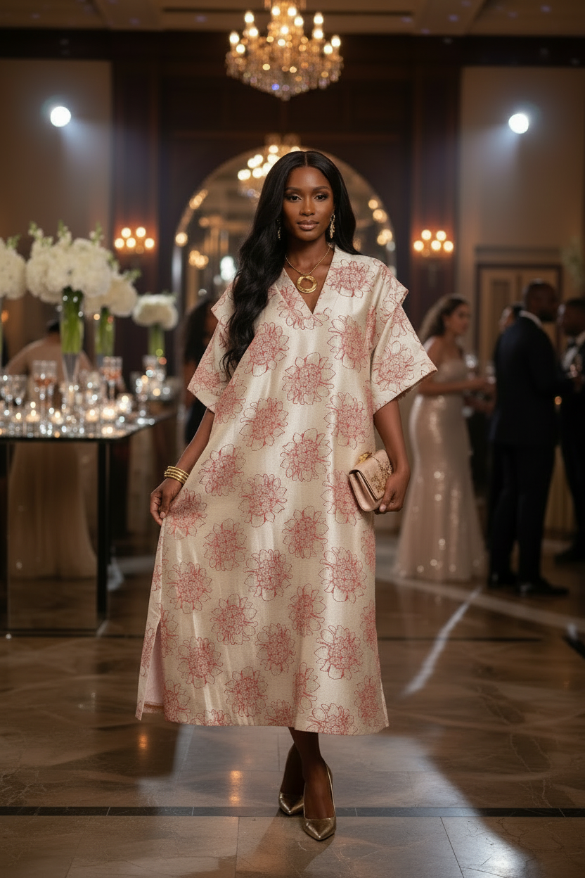 Winery Brocade Boubou Dress