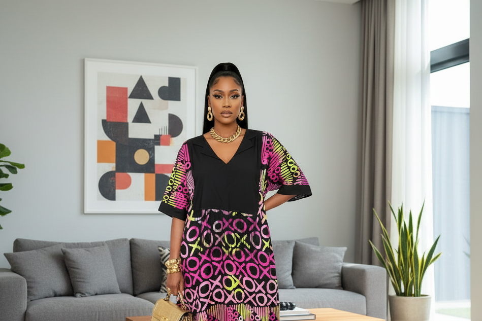 Vibrant 'XOXO' Ankara Bubu Dress – Bold and Colorful Fashion Statement