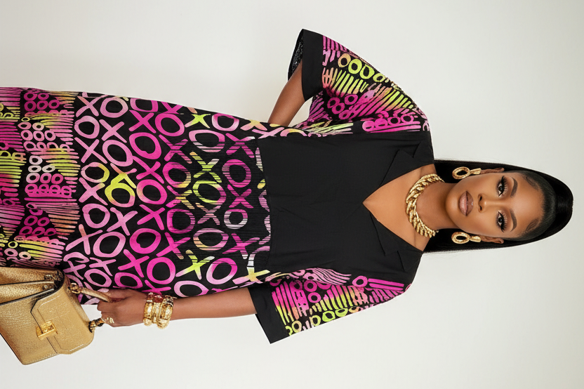 Vibrant 'XOXO' Ankara Bubu Dress – Bold and Colorful Fashion Statement