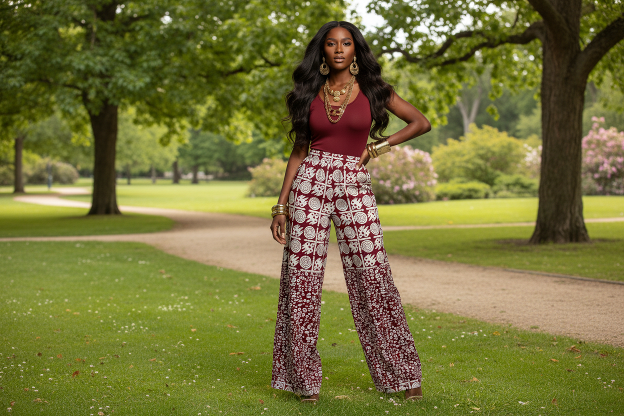 Ankara Pants for Women | African Print Trousers | High Waist Wide Leg Pants | Vibrant Wax Print Clothing | Handmade Ethnic Fashion