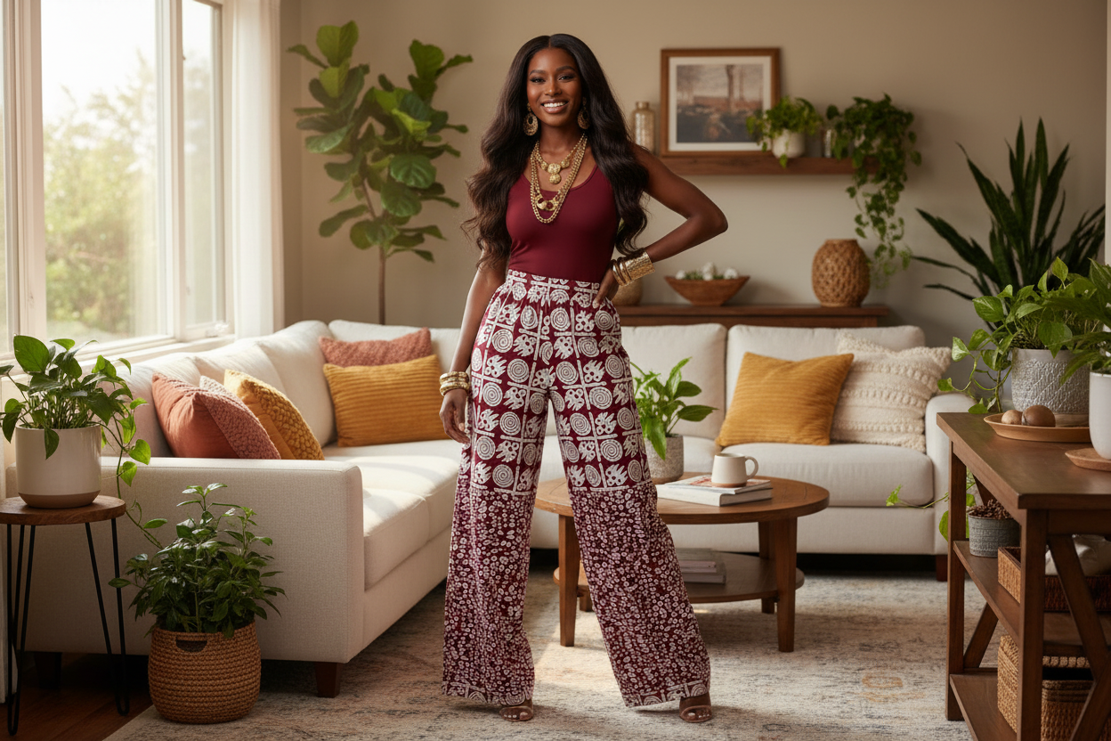 Ankara Pants for Women | African Print Trousers | High Waist Wide Leg Pants | Vibrant Wax Print Clothing | Handmade Ethnic Fashion