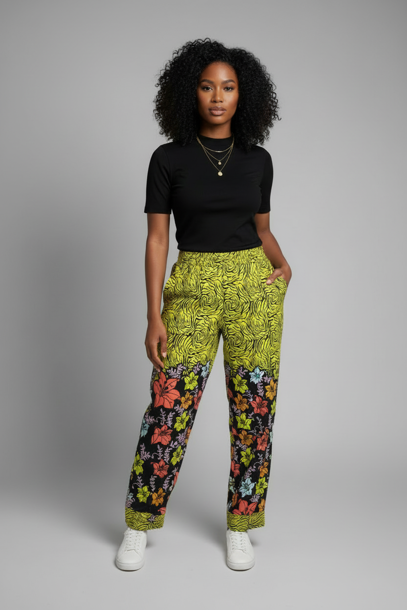 Ankara Pants for Women | African Print Trousers | High Waist Wide Leg Pants | Vibrant Wax Print Clothing | Handmade Ethnic Fashion