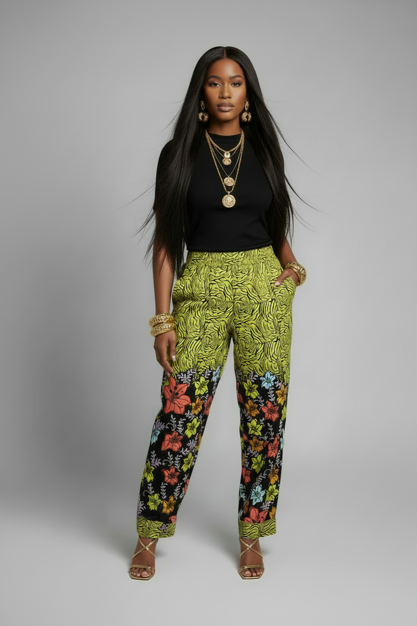 Ankara Pants for Women | African Print Trousers | High Waist Wide Leg Pants | Vibrant Wax Print Clothing | Handmade Ethnic Fashion