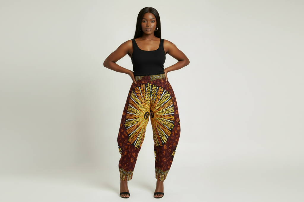 Ankara Pants for Women | African Print Trousers | High Waist Wide Leg Pants | Vibrant Wax Print Clothing | Handmade Ethnic Fashion