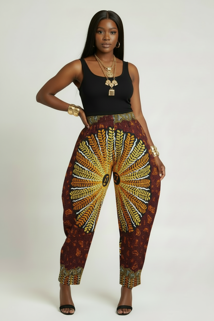 Ankara Pants for Women | African Print Trousers | High Waist Wide Leg Pants | Vibrant Wax Print Clothing | Handmade Ethnic Fashion