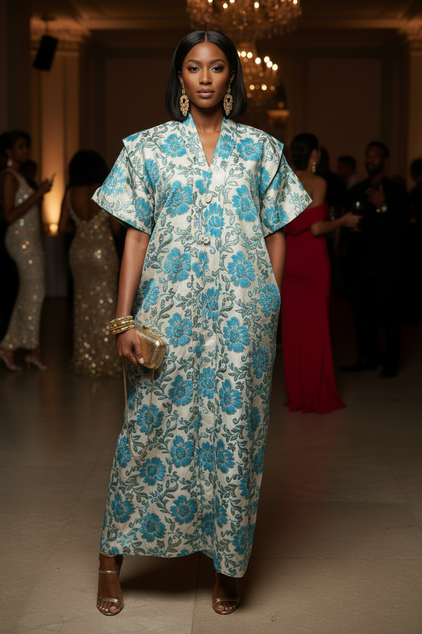 Sweet Chic  Brocade Bubu Dress with in Built Belt