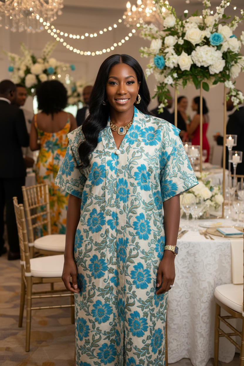 Sweet Chic  Brocade Bubu Dress with in Built Belt