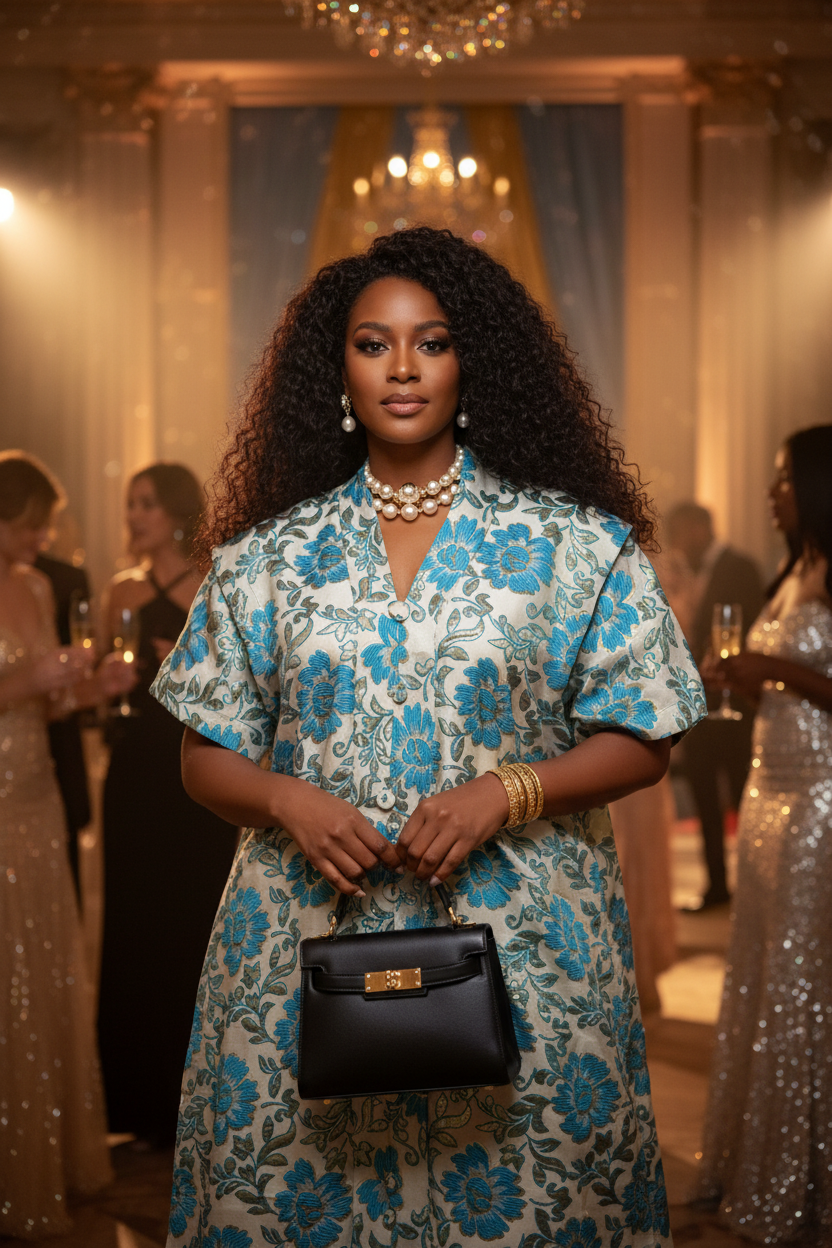 Sweet Chic  Brocade Bubu Dress with in Built Belt