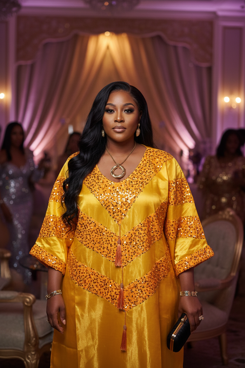 Royal Aura Sequin Embellished Mikado Bubu Dress