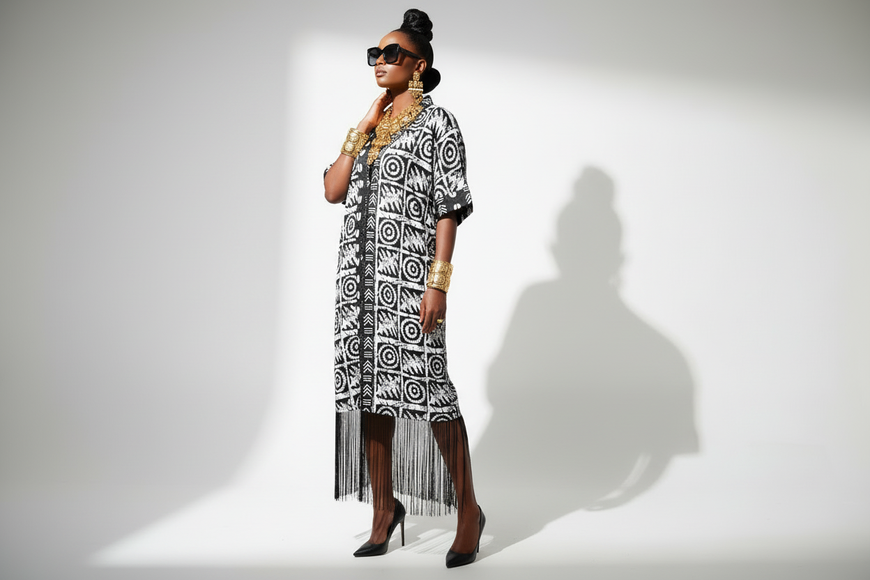 Black & White Print Ankara Bubu Dress