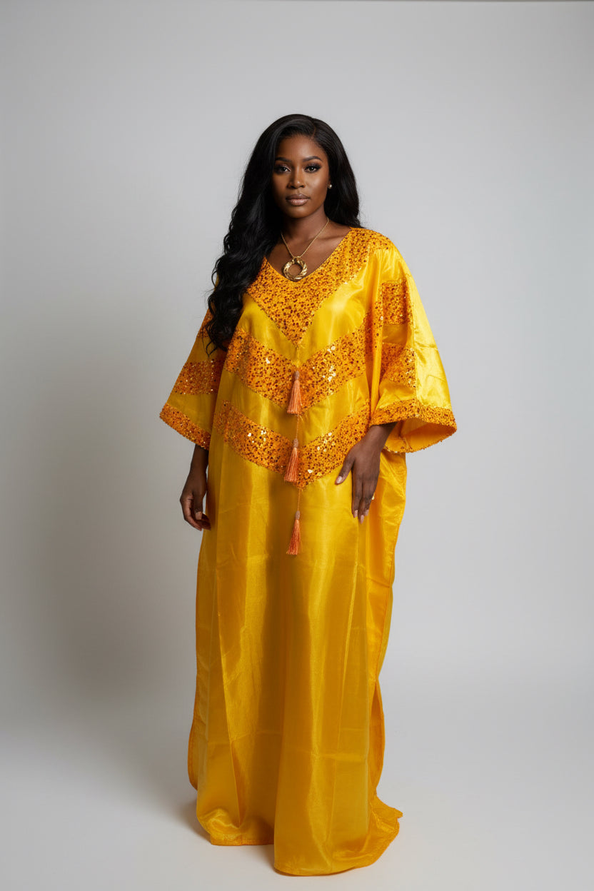Royal Aura Sequin Embellished Mikado Bubu Dress