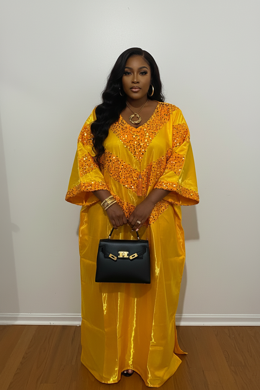 Royal Aura Sequin Embellished Mikado Bubu Dress