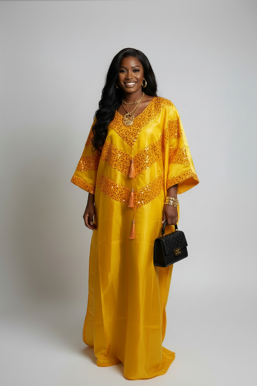 Royal Aura Sequin Embellished Mikado Bubu Dress