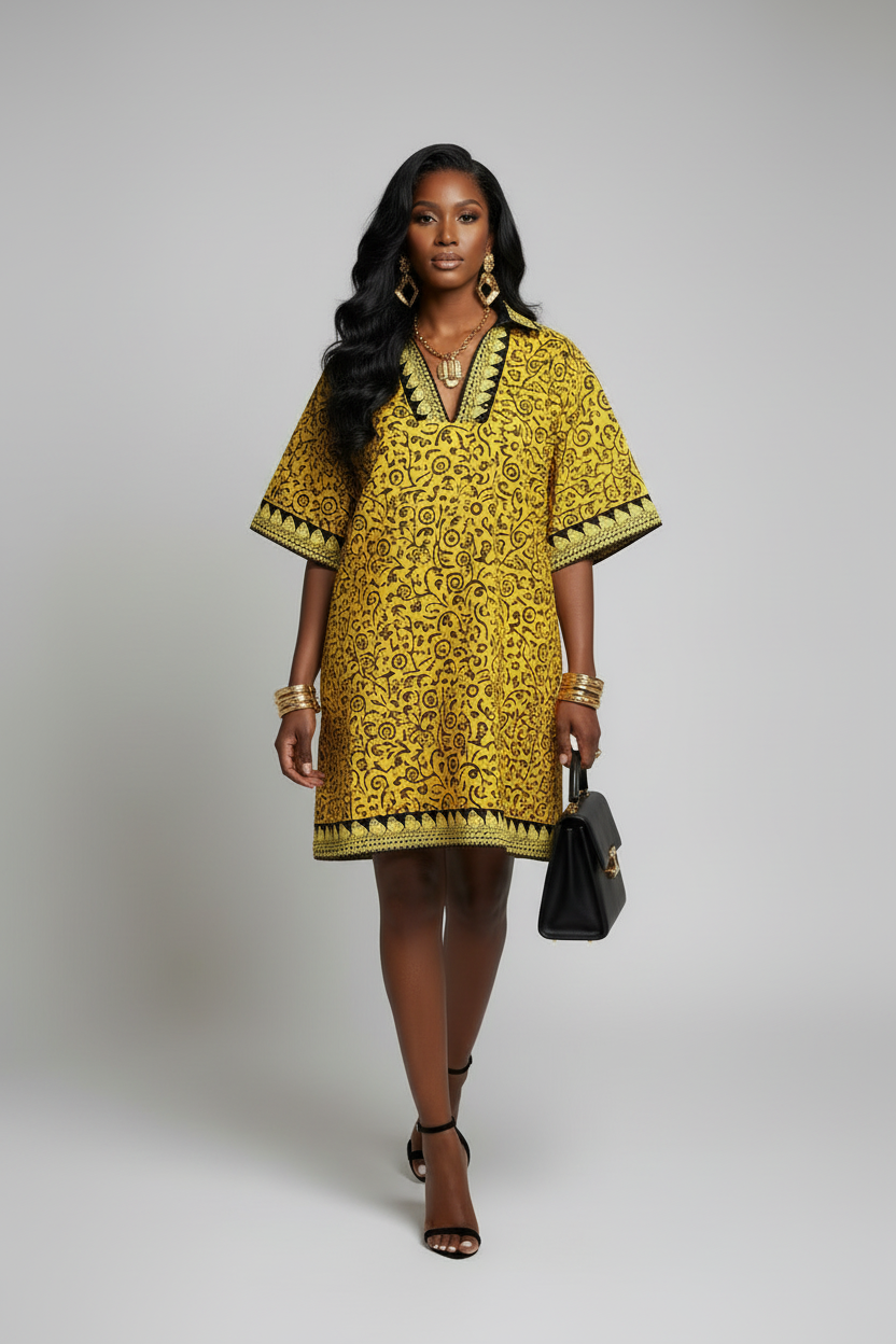 Sunburst Ankara Short Bubu Dress