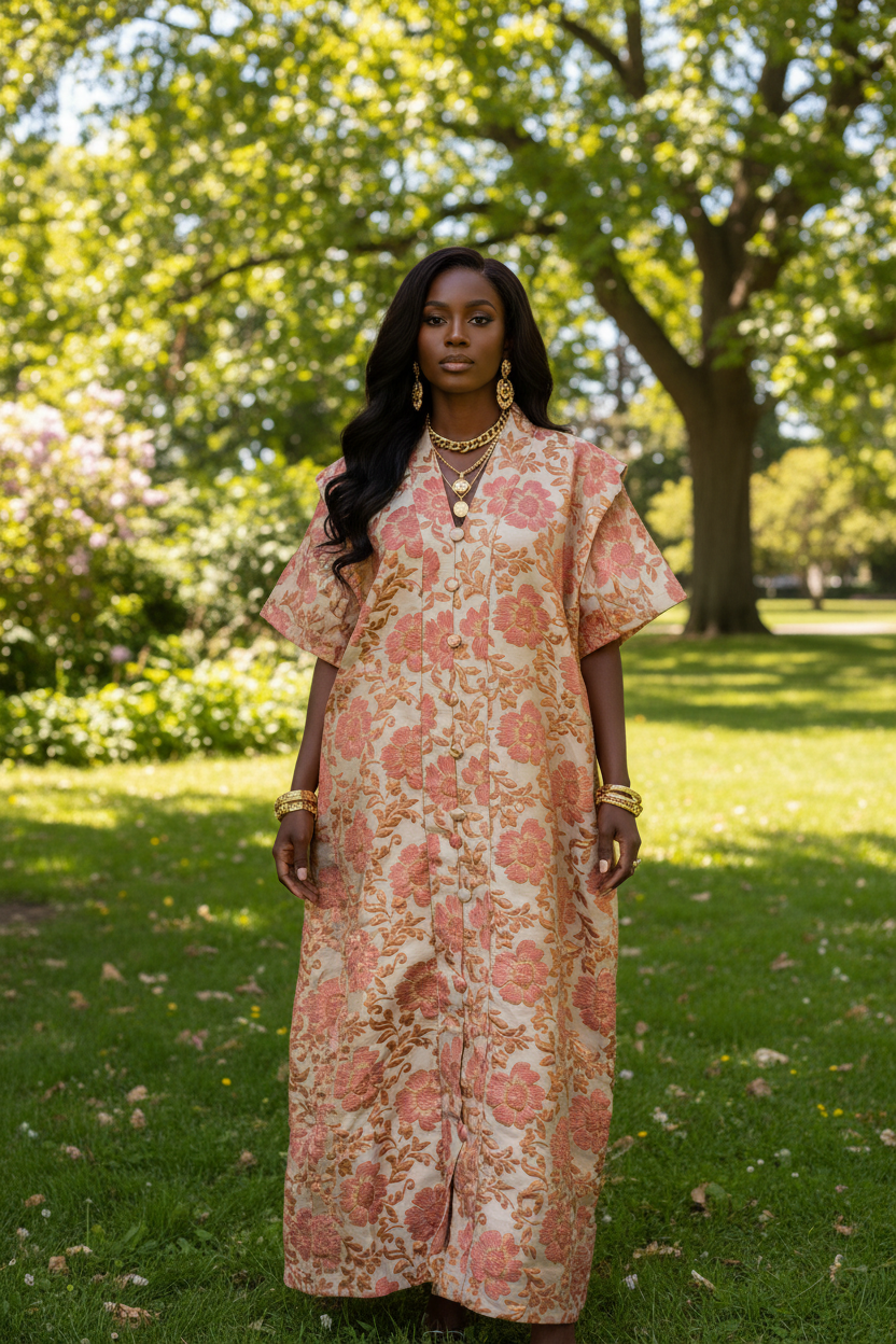 Sweet Chic  Brocade Bubu Dress with in Built Belt