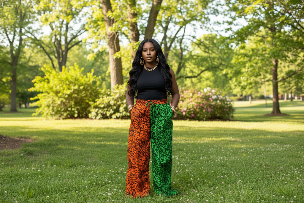 Vibrant Two-Tone Ankara Wide-Leg Pants