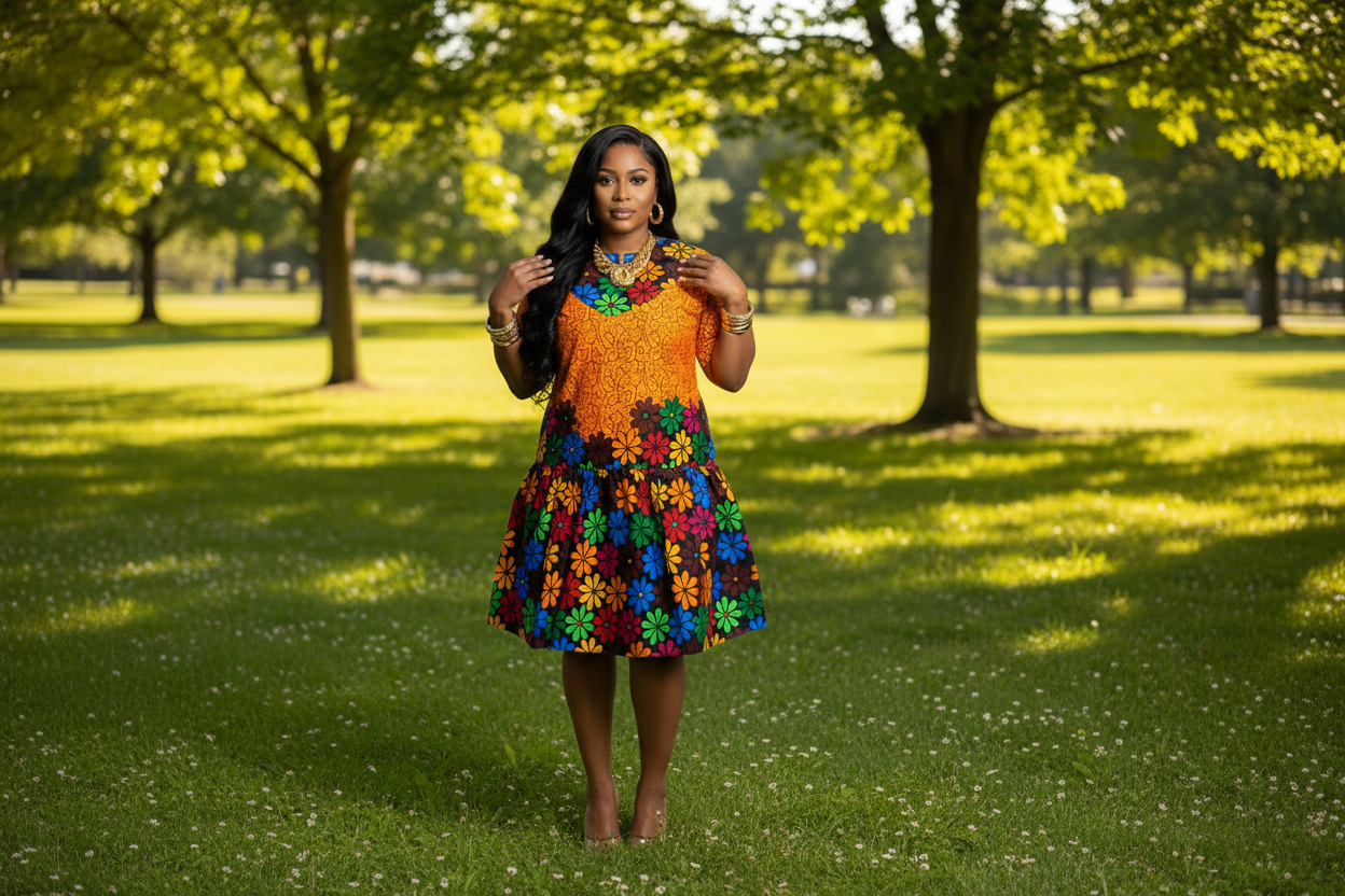 Vibrant Bloom Ankara Dress