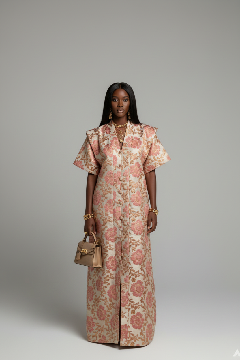 Sweet Chic  Brocade Bubu Dress with in Built Belt