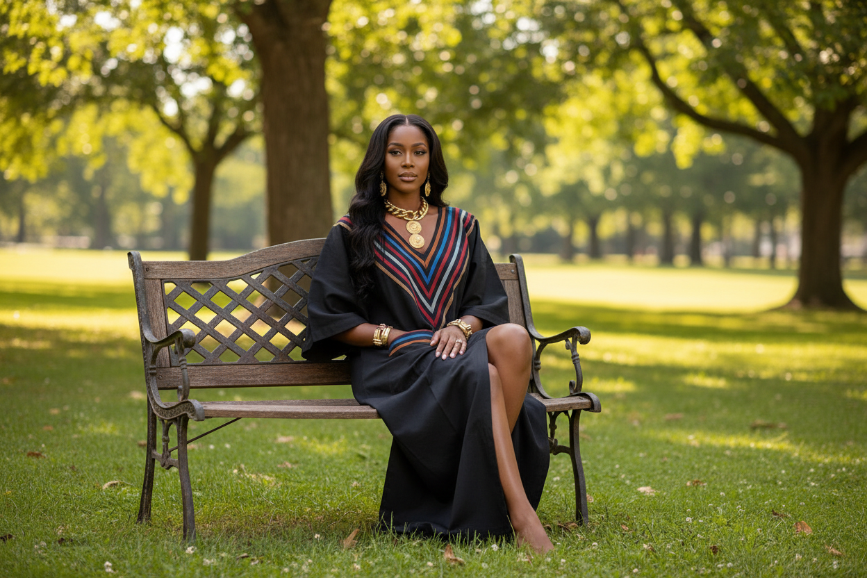 Mikado Aso-Òkè Bubu Dress | V-Neck