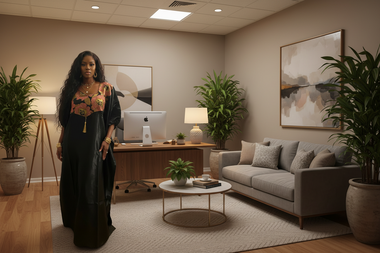 Elegant Mikado Bubu with Floral Brocade Yoke