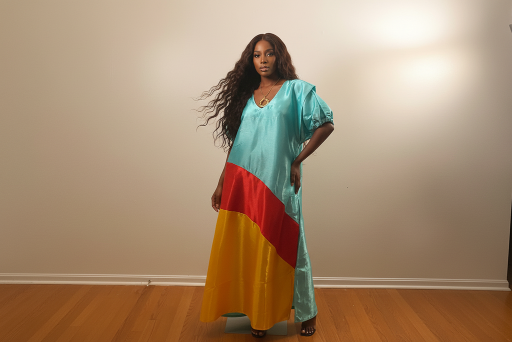 Lily Mikado Colorblock Bubu Dress