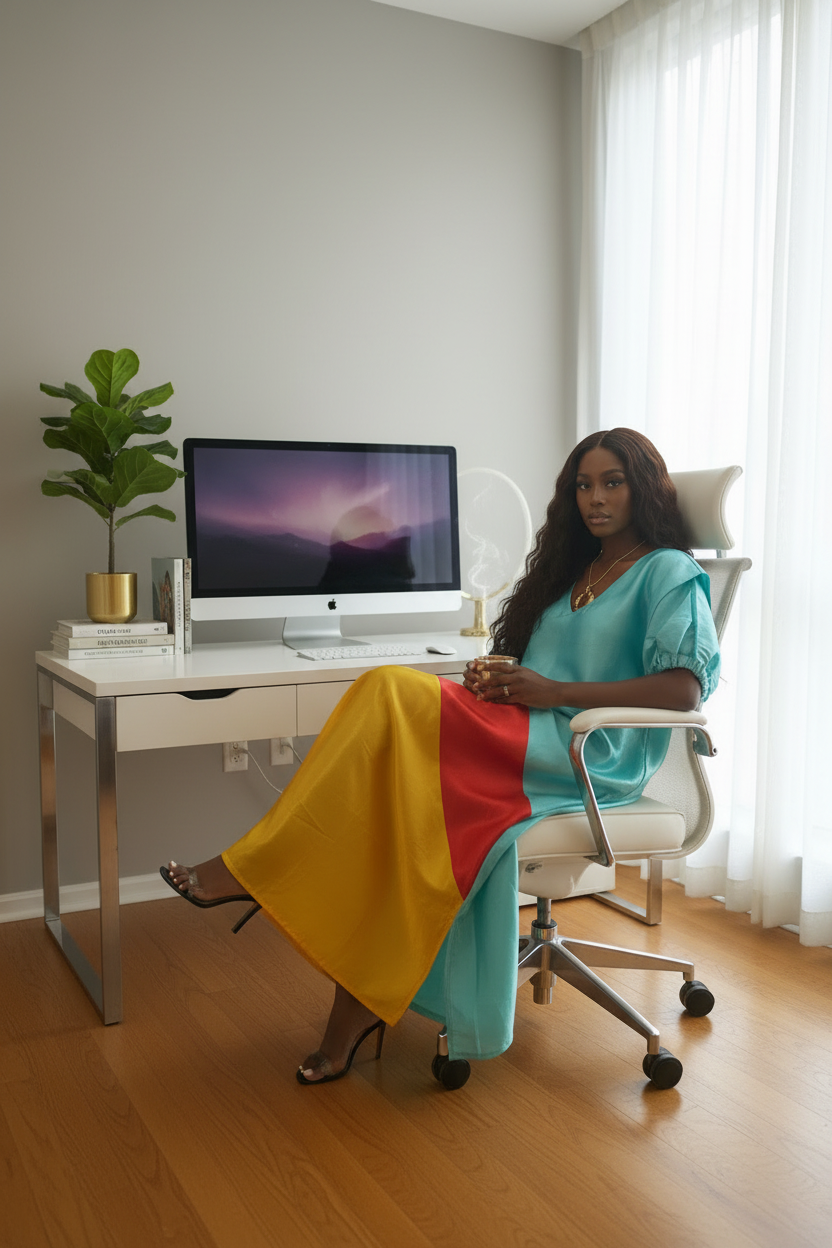 Lily Mikado Colorblock Bubu Dress