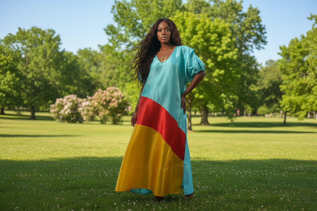 Lily Mikado Colorblock Bubu Dress