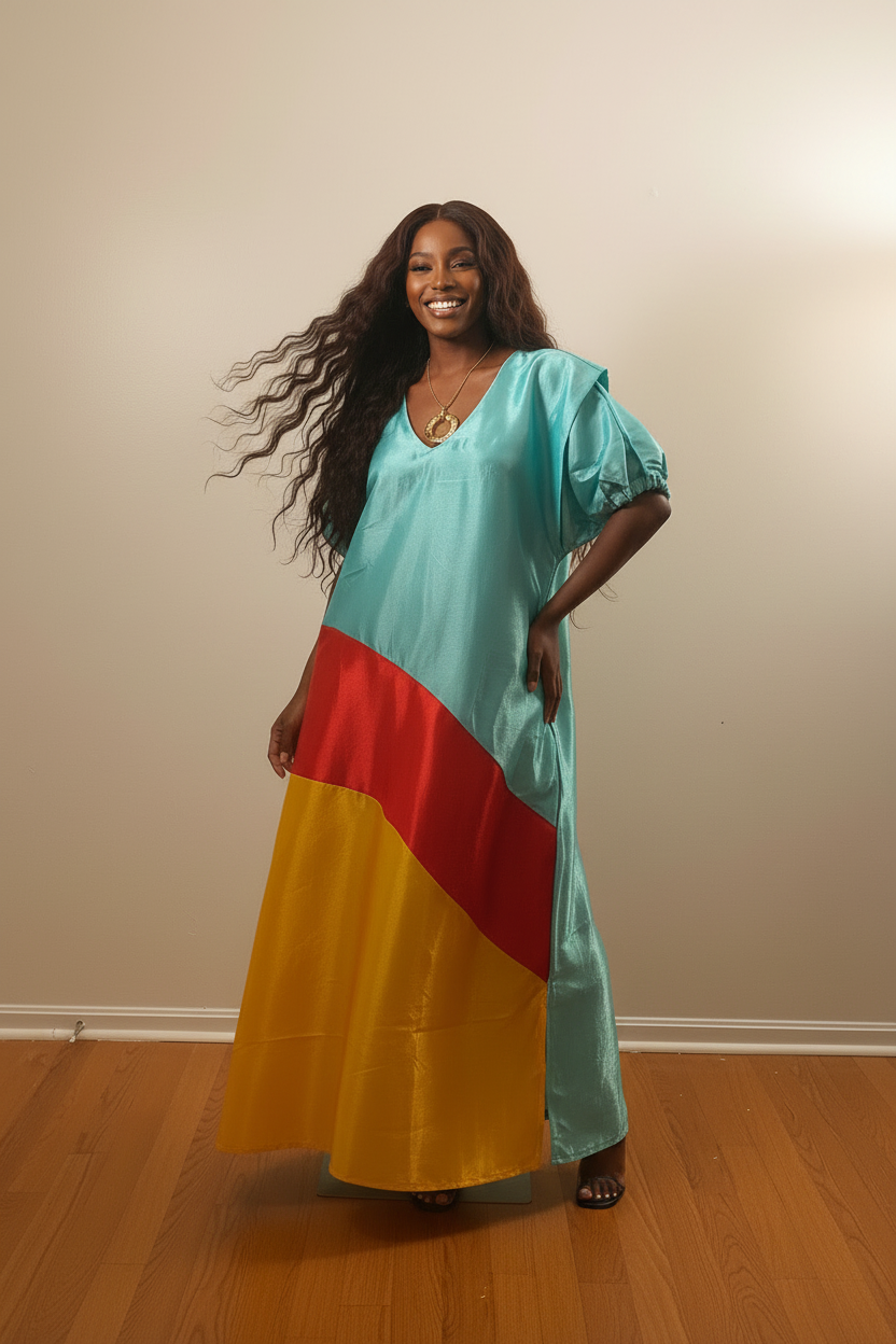 Lily Mikado Colorblock Bubu Dress