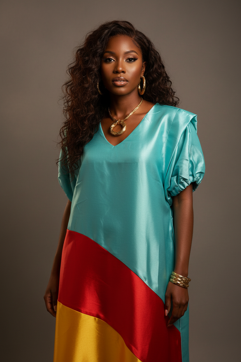 Lily Mikado Colorblock Bubu Dress