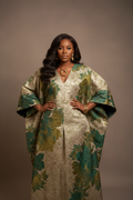 Emerald & Gold Floral Brocade Bubu – Luxe Statement