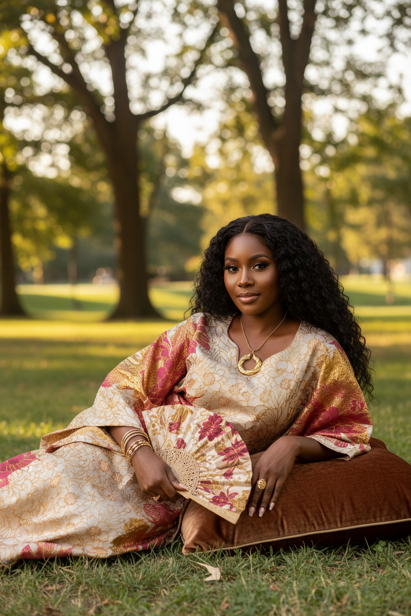 Luxury Gold & Wine Floral Brocade Bubu – Elegant Statement