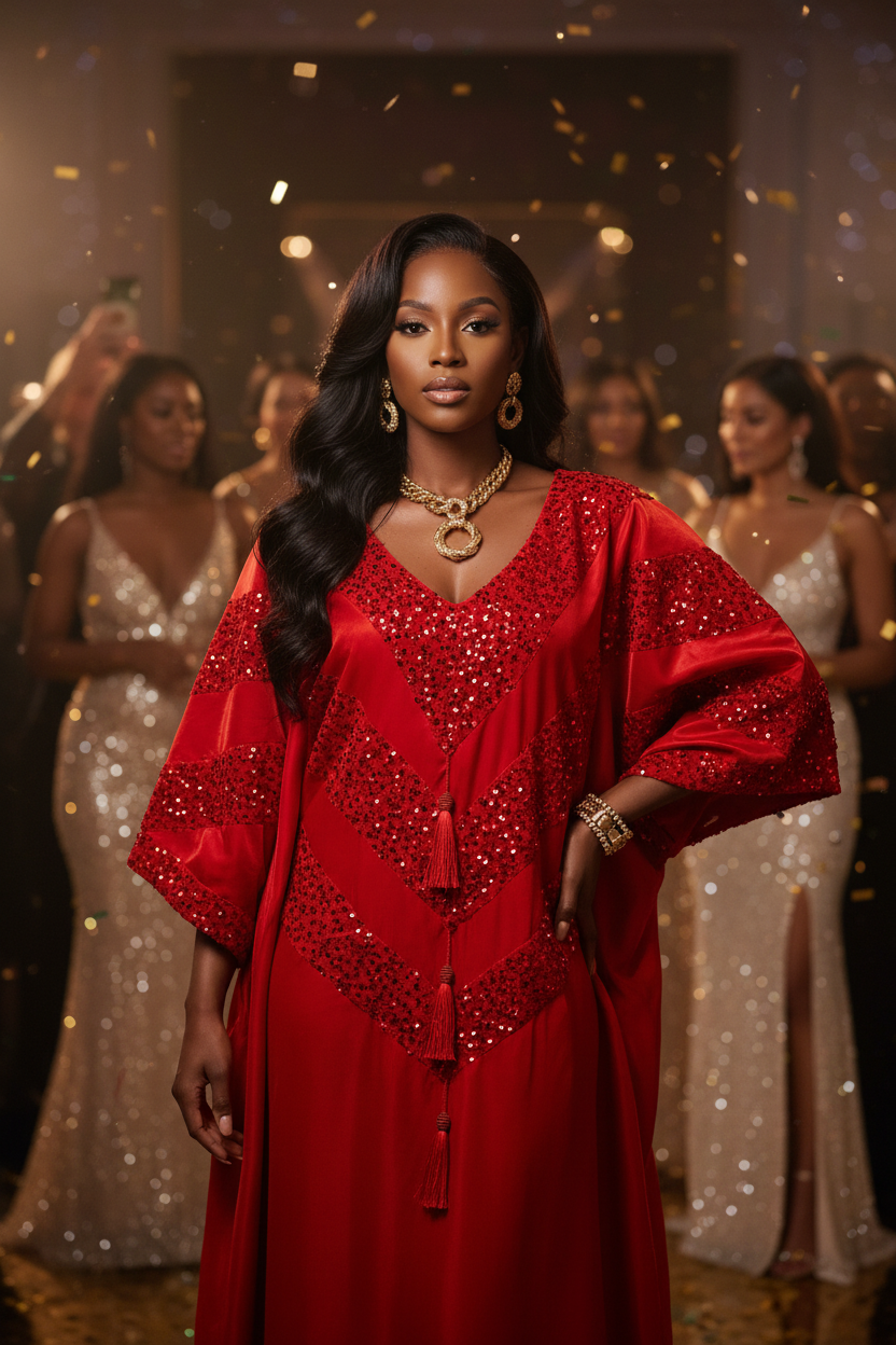 Royal Aura Sequin Embellished Mikado Bubu Dress