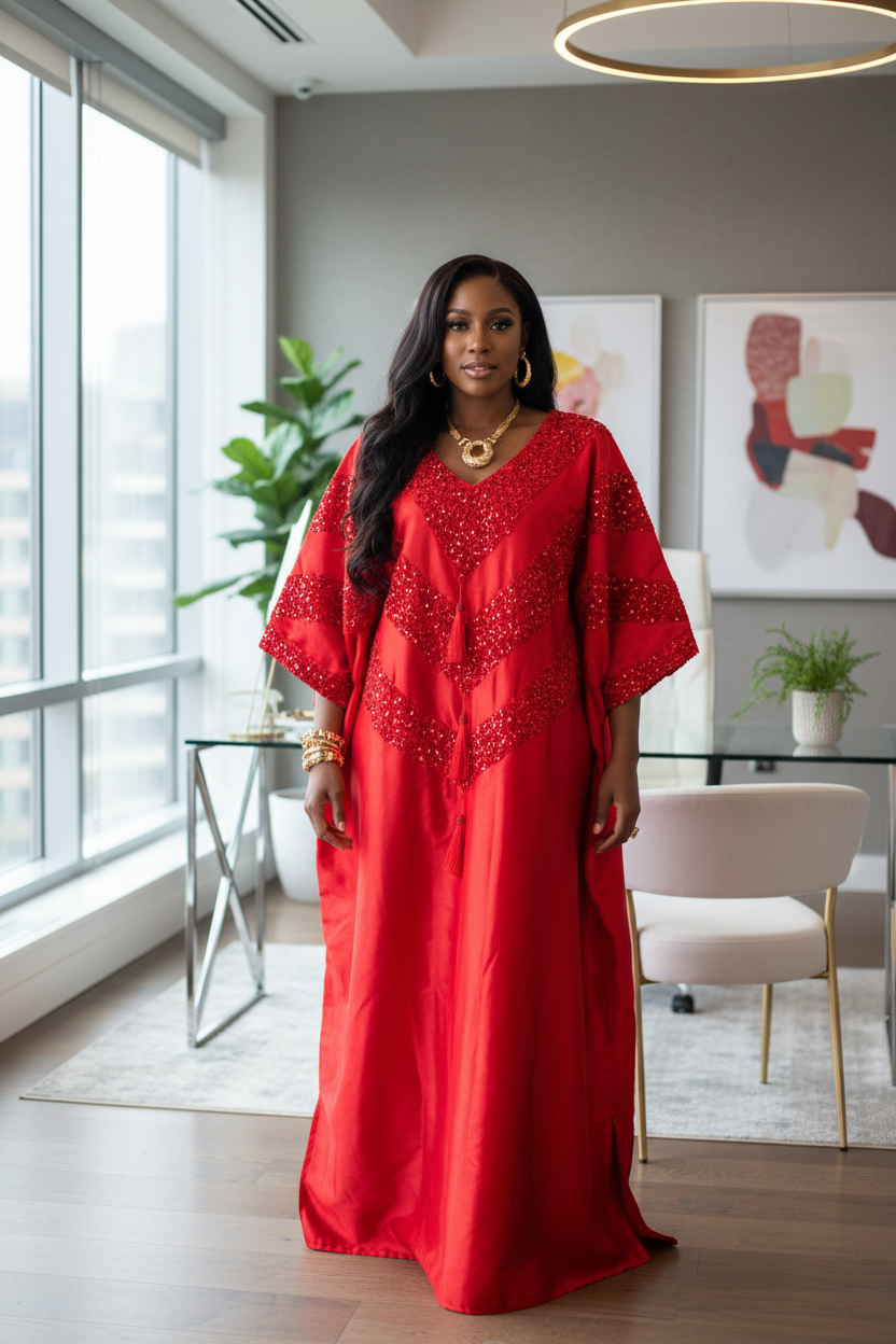 Royal Aura Sequin Embellished Mikado Bubu Dress