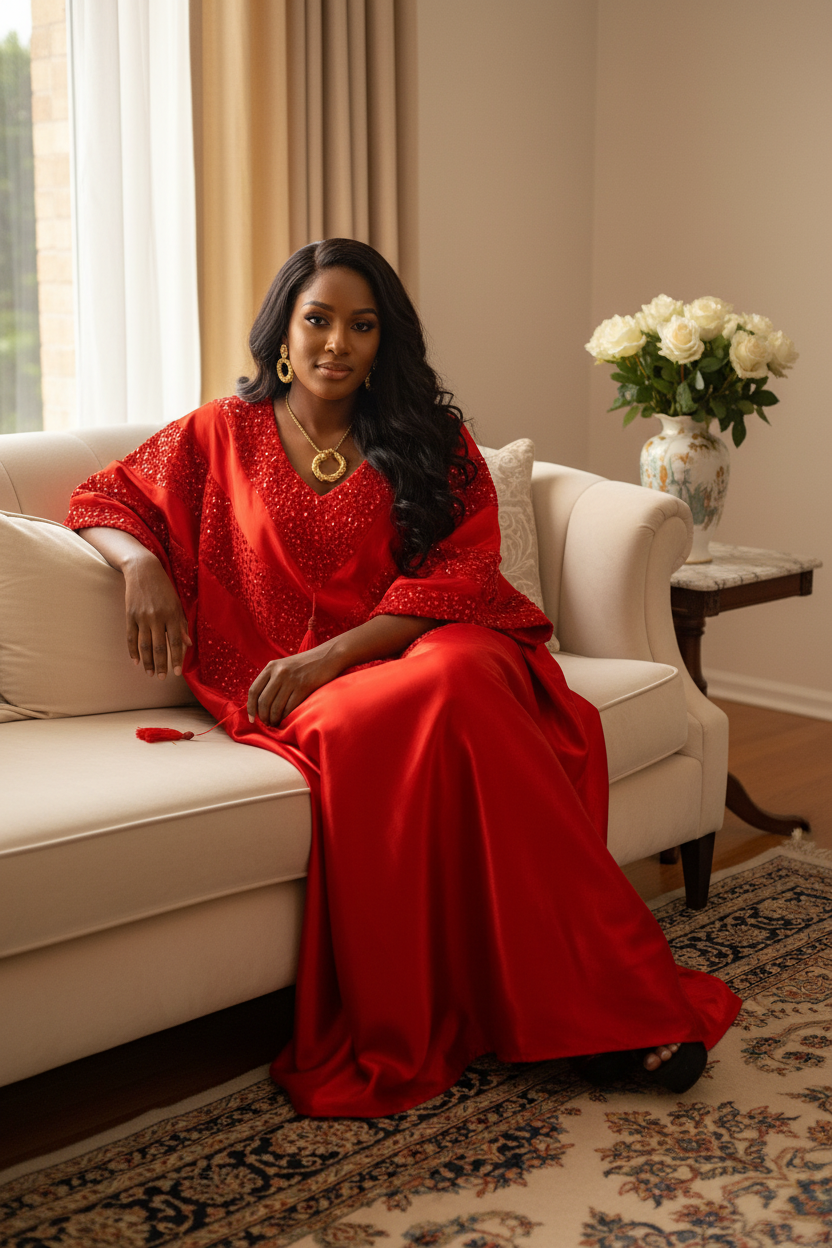 Royal Aura Sequin Embellished Mikado Bubu Dress