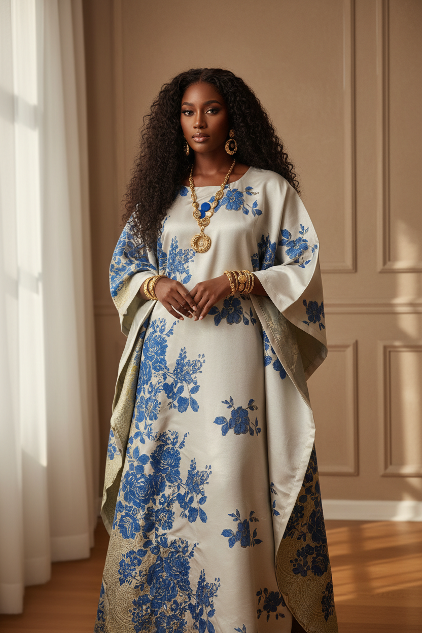 Royal Bloom Brocade Bubu Dress