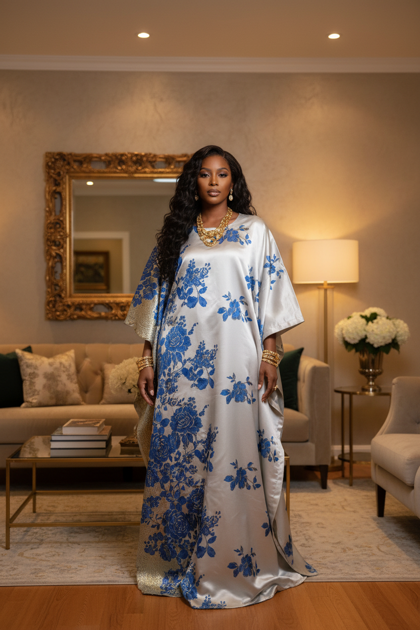 Royal Bloom Brocade Bubu Dress