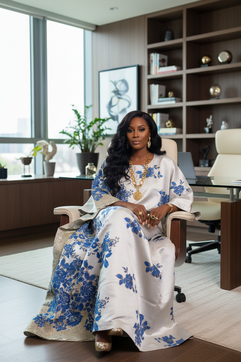 Royal Bloom Brocade Bubu Dress