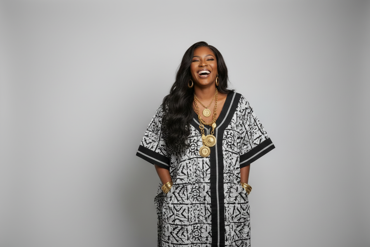 Sisi Heritage Ankara Bubu with Aso Oke Trim