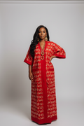 Red Ankara Bubu Dress with Contrast Trim