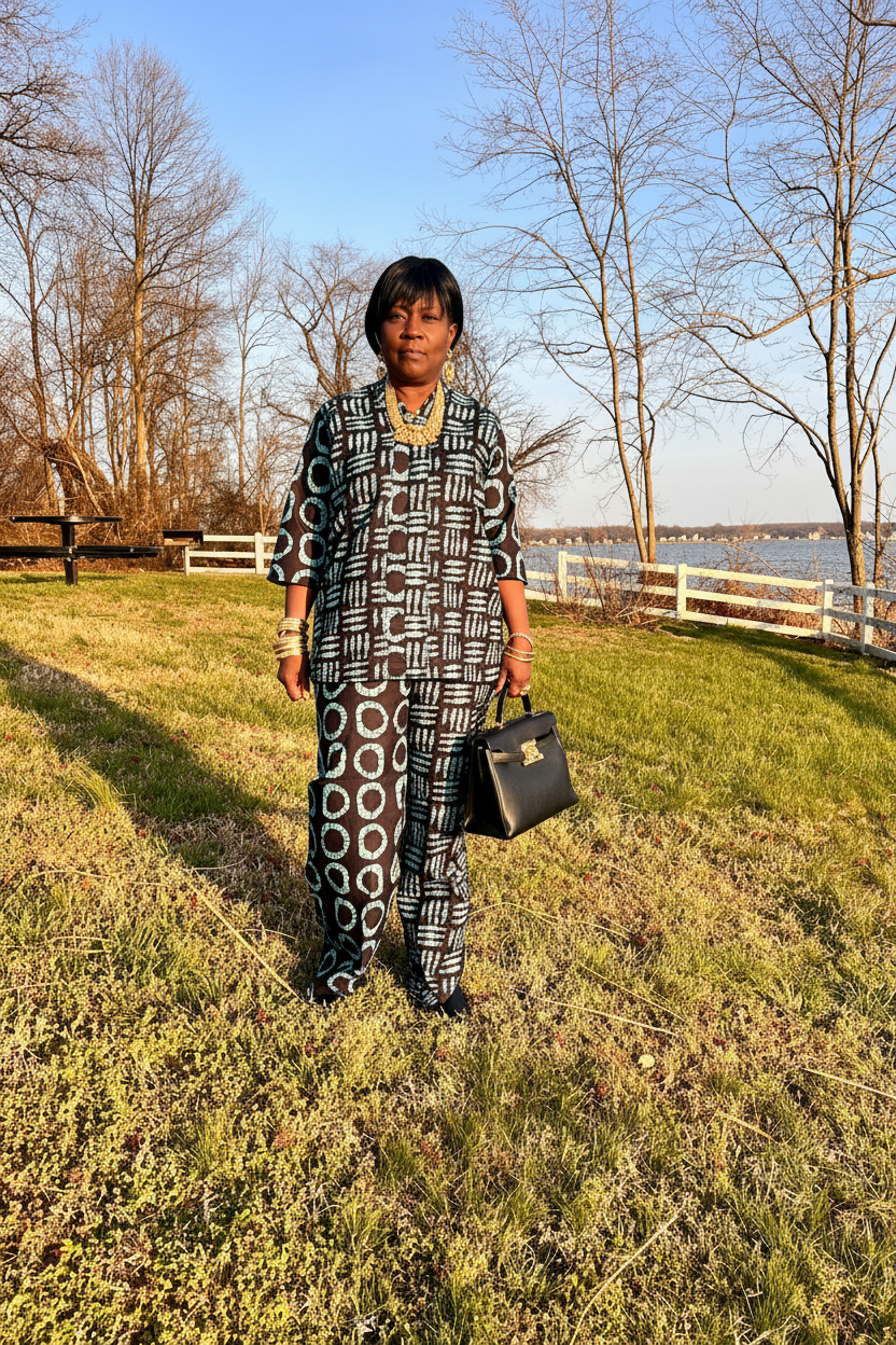 Bernadette  Bold Blue Ankara Two-Piece Set | African Print Shirt & Wide-Leg Pants | Matching Set | Comfortable Statement Outfit