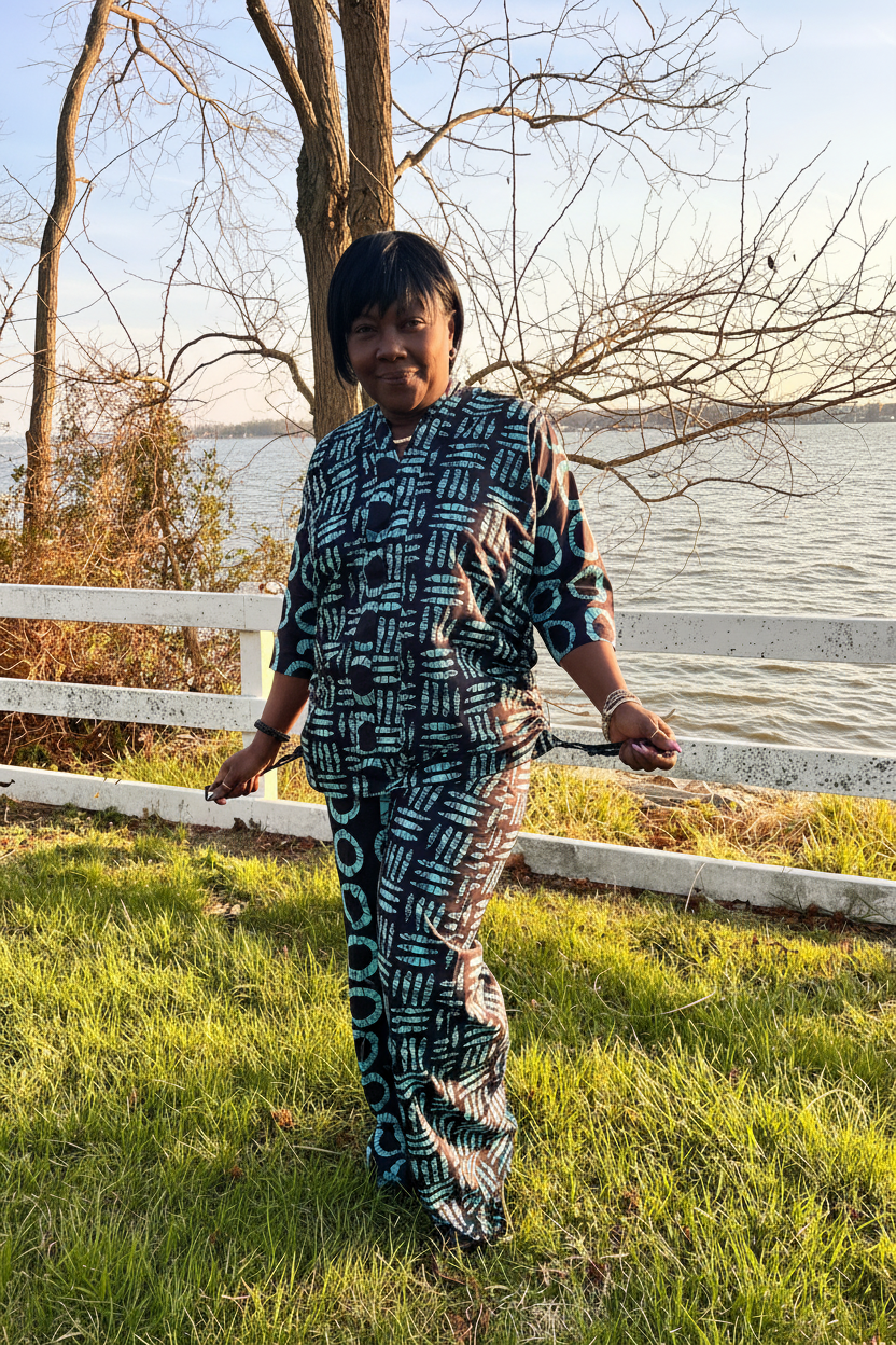 Bernadette  Bold Blue Ankara Two-Piece Set | African Print Shirt & Wide-Leg Pants | Matching Set | Comfortable Statement Outfit