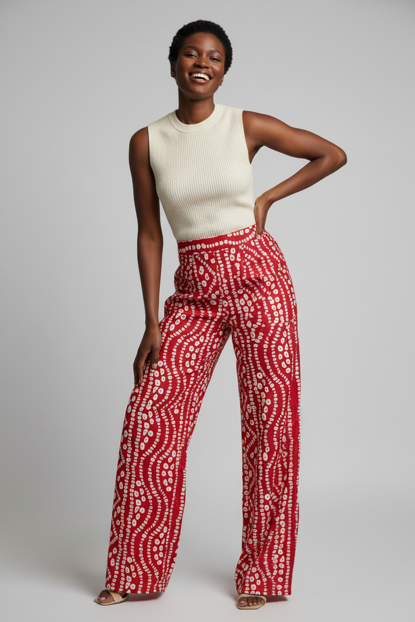 Ankara Pants for Women | African Print Trousers | High Waist Wide Leg Pants | Vibrant Wax Print Clothing | Handmade Ethnic Fashion