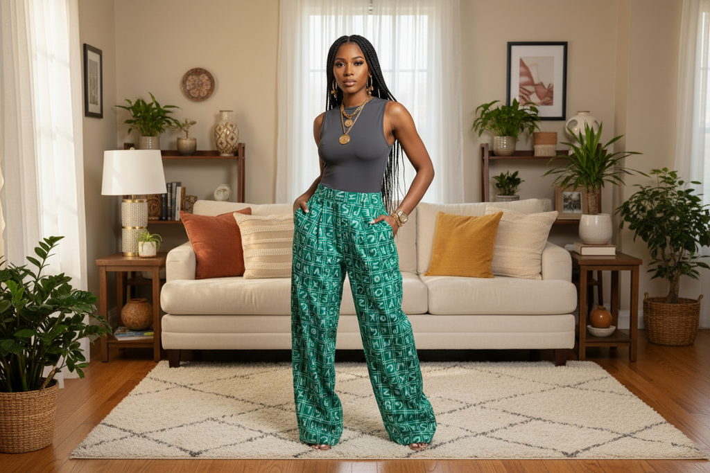 Ankara Pants for Women | African Print Trousers | High Waist Wide Leg Pants | Vibrant Wax Print Clothing | Handmade Ethnic Fashion